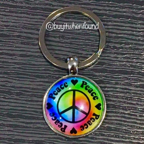 Tie Dye Multicolor Peace Keychain - Picture 1 of 6